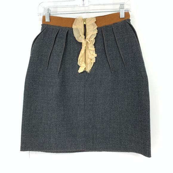 D&G Dolce & Gabbana Skirt Women's Size 40 US 4 A-Line Charcoal Gray Brown Wool - Picture 2 of 6